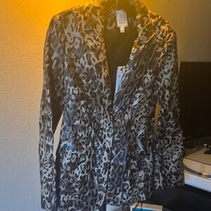 cinq a sept Leopard Print Blazer in Beige and Brown Vegan Leather